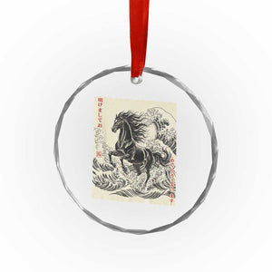 Japanese New Year 2026 Crystal Glass Ornament Year Of The Horse Tsunami Ukiyo e Art TS11 Print Your Wear