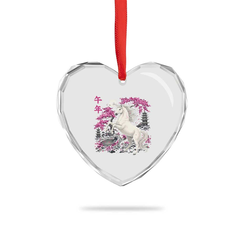 Japanese New Year 2026 Heart Crystal Glass Ornament Year Of The Horse Sakura Cherry Blossom Shrine TS11 Print Your Wear