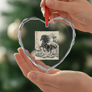 Japanese New Year 2026 Heart Crystal Glass Ornament Year Of The Horse Tsunami Ukiyo e Art TS11 Print Your Wear