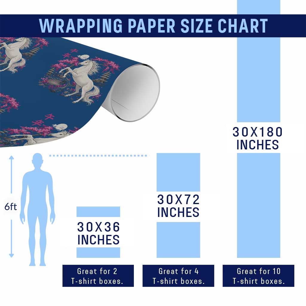 Japanese New Year 2026 Wrapping Paper Roll Year Of The Horse Sakura Cherry Blossom Shrine TS11 Print Your Wear
