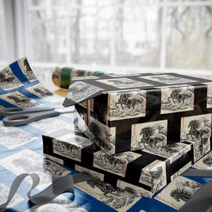 Japanese New Year 2026 Wrapping Paper Roll Year Of The Horse Tsunami Ukiyo e Art TS11 Black Print Your Wear
