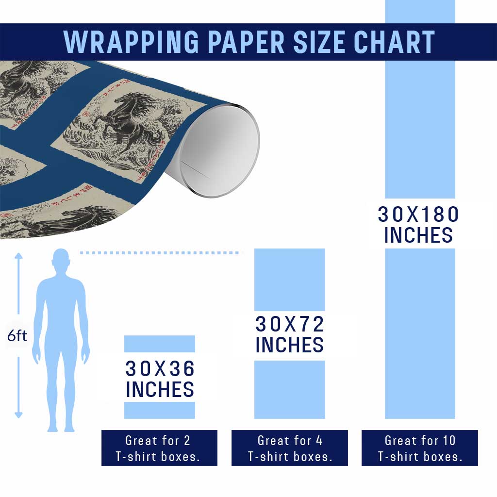 Japanese New Year 2026 Wrapping Paper Roll Year Of The Horse Tsunami Ukiyo e Art TS11 Print Your Wear