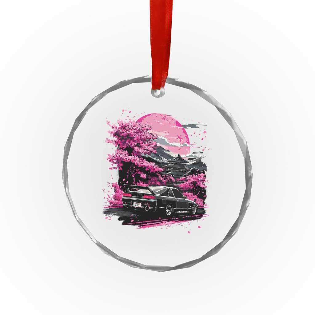 JDM Japanese Crystal Glass Ornament Tokyo Japan Drift Race Car Mount Fuji Cherry Blossom Sakura TS10 Transparent Glass 3'' Circle Print Your Wear