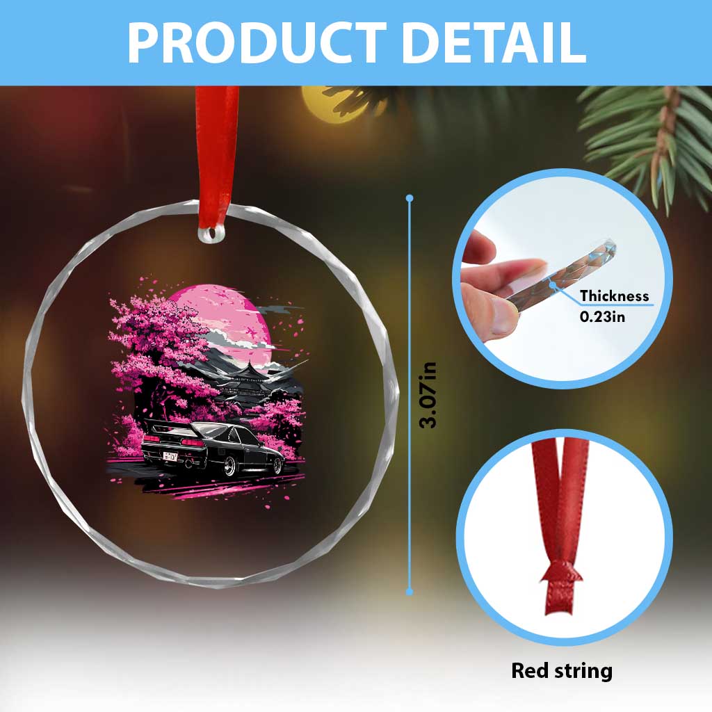 JDM Japanese Crystal Glass Ornament Tokyo Japan Drift Race Car Mount Fuji Cherry Blossom Sakura TS10 Print Your Wear