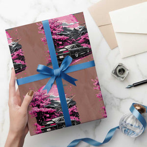 JDM Japanese Wrapping Paper Roll Tokyo Japan Drift Race Car Mount Fuji Cherry Blossom Sakura TS10 Mocha Print Your Wear