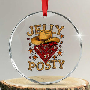 Jelly Posty Cowboy Bandana Crystal Glass Ornament Funny Country Western Rodeo TS02 Transparent Glass 3'' Circle Print Your Wear