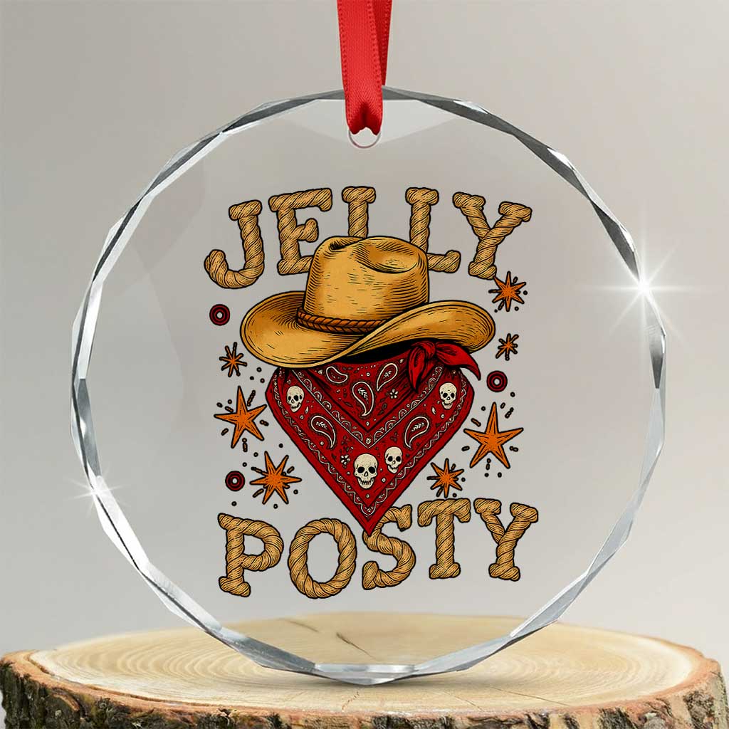 Jelly Posty Cowboy Bandana Crystal Glass Ornament Funny Country Western Rodeo TS02 Transparent Glass 3'' Circle Print Your Wear