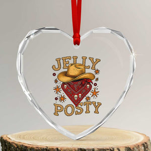 Jelly Posty Cowboy Bandana Heart Crystal Glass Ornament Funny Country Western Rodeo TS02 Transparent Glass 3'' Heart Print Your Wear