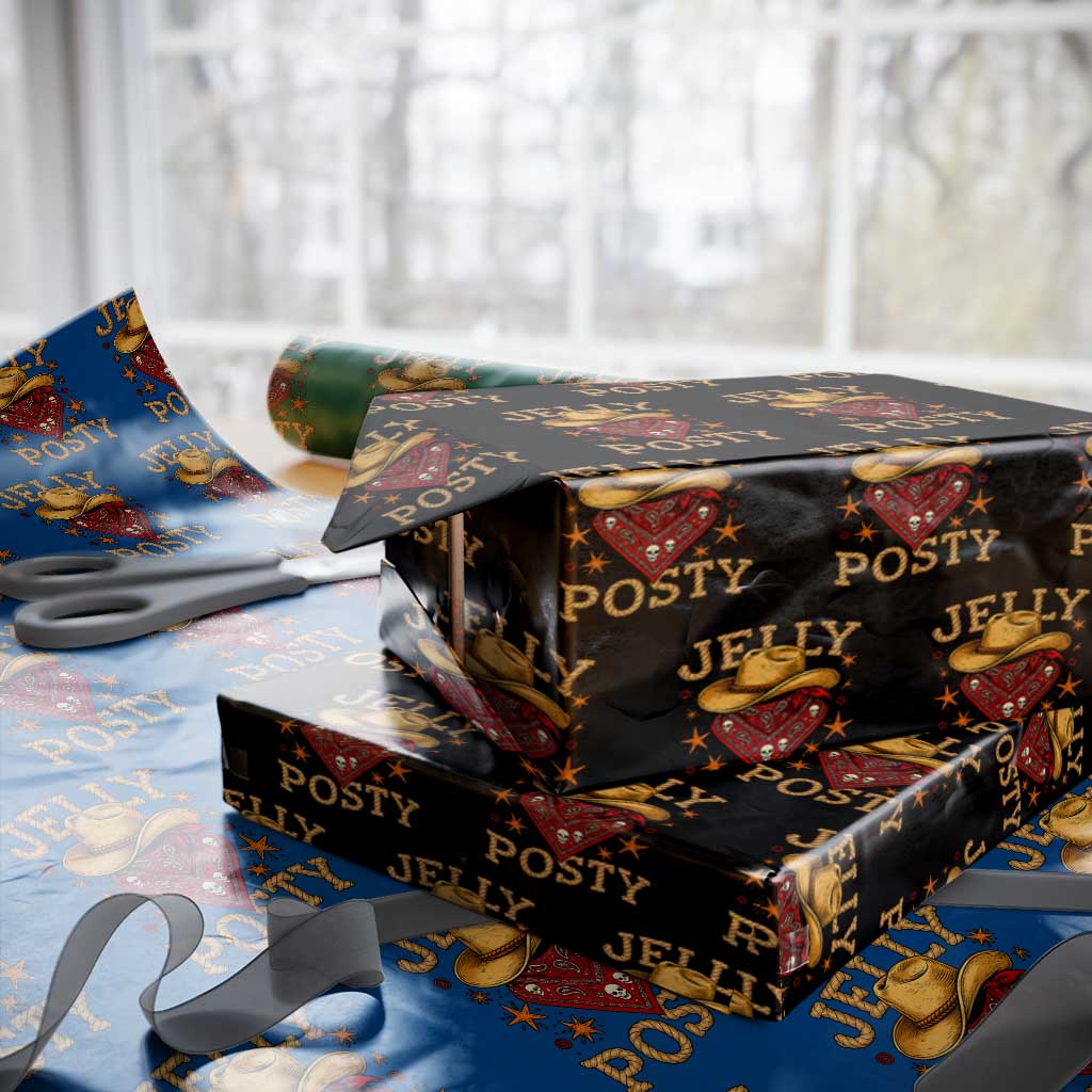 Jelly Posty Cowboy Bandana Wrapping Paper Roll Funny Country Western Rodeo TS02 Black Print Your Wear