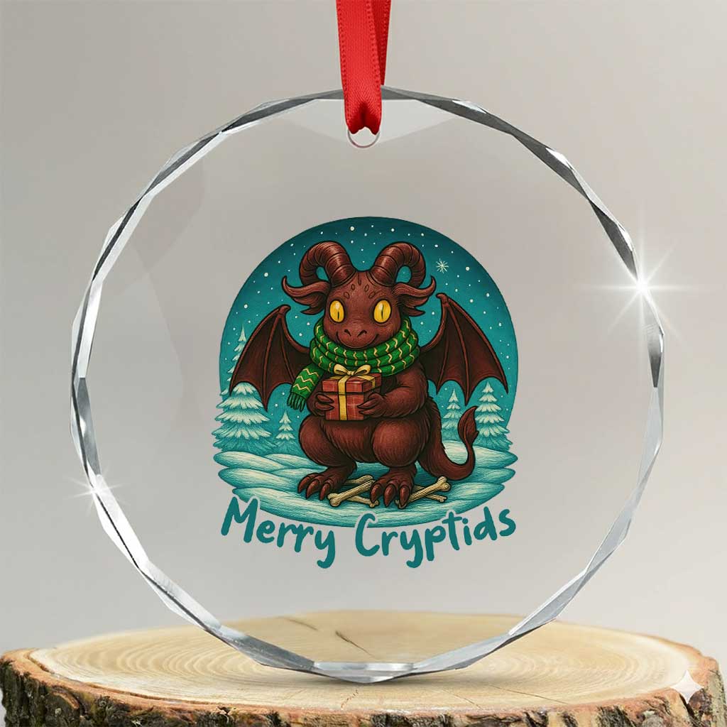 Jersey Devil Crystal Glass Ornament Merry Cryptidmas Funny Christmas Gift TS12 Transparent Glass 3'' Circle Print Your Wear