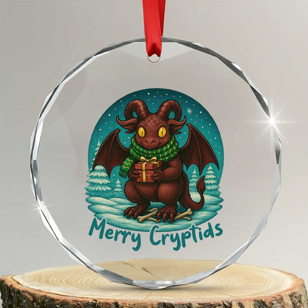 Jersey Devil Crystal Glass Ornament Merry Cryptidmas Funny Christmas Gift TS12 Transparent Glass 3'' Circle Print Your Wear
