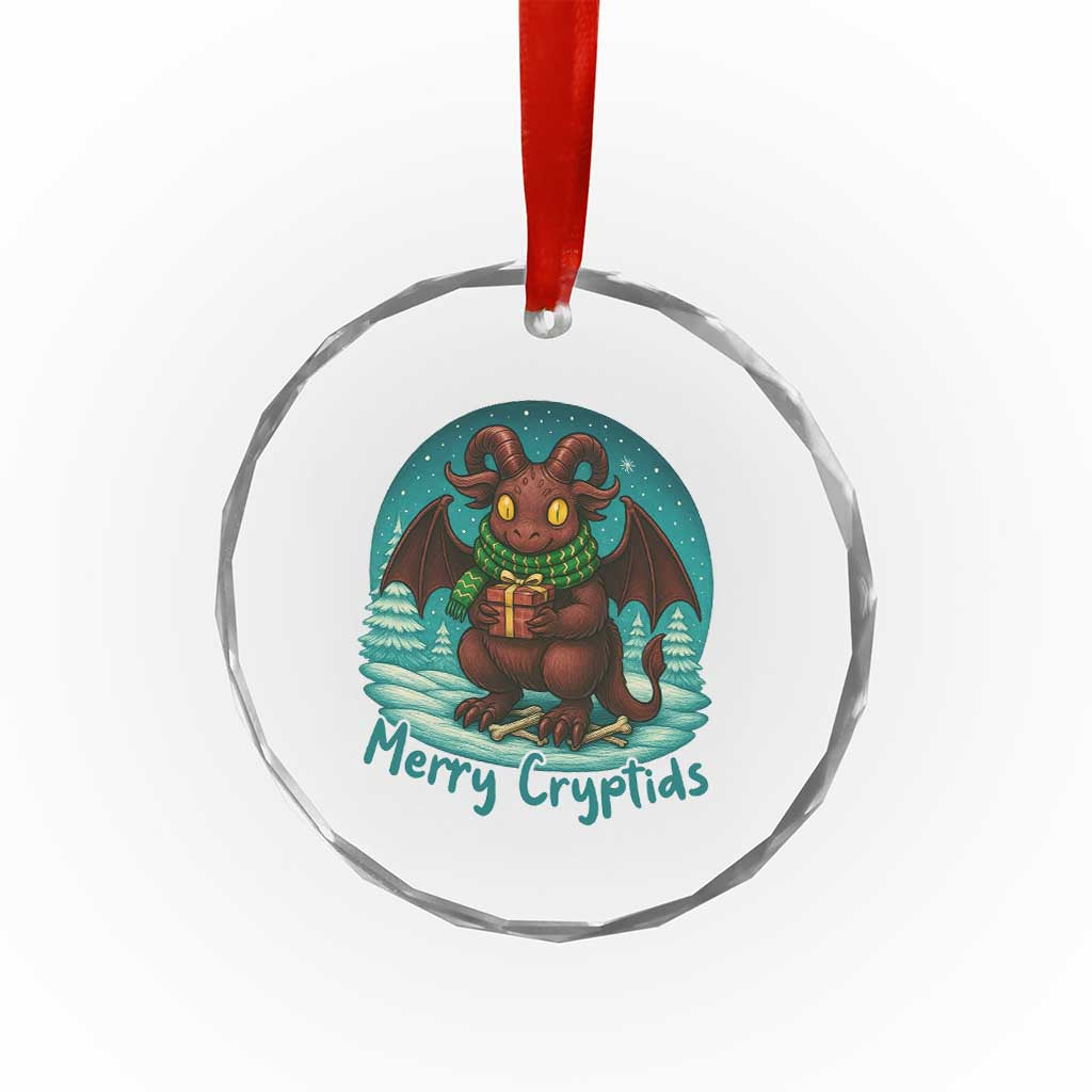 Jersey Devil Crystal Glass Ornament Merry Cryptidmas Funny Christmas Gift TS12 Transparent Glass 3'' Circle Print Your Wear