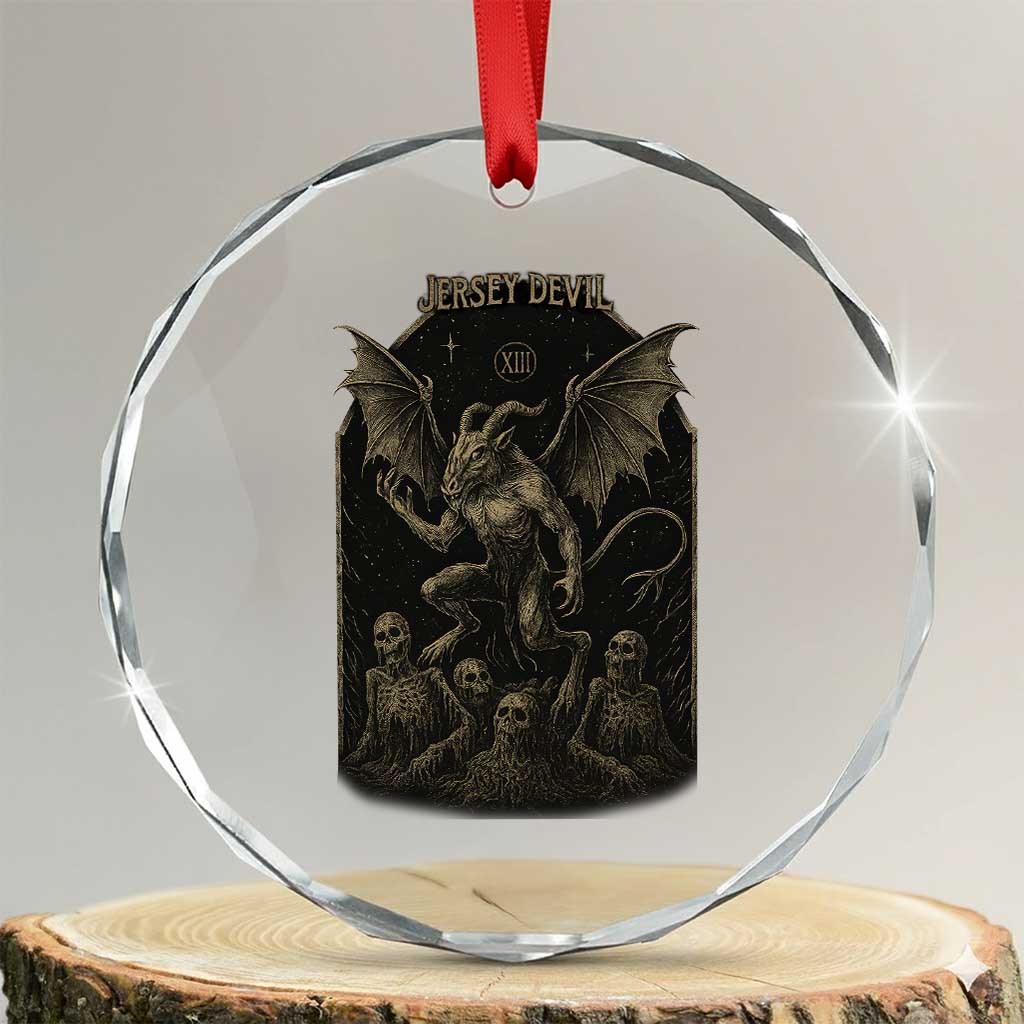 Jersey Devil Crystal Glass Ornament Vintage Weird Creepy Creature Leeds Devil TS10 Transparent Glass 3'' Circle Print Your Wear