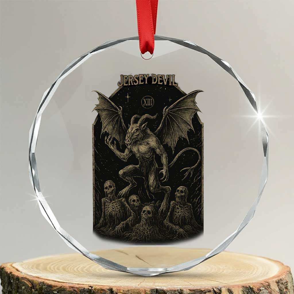Jersey Devil Crystal Glass Ornament Vintage Weird Creepy Creature Leeds Devil TS10 Transparent Glass 3'' Circle Print Your Wear
