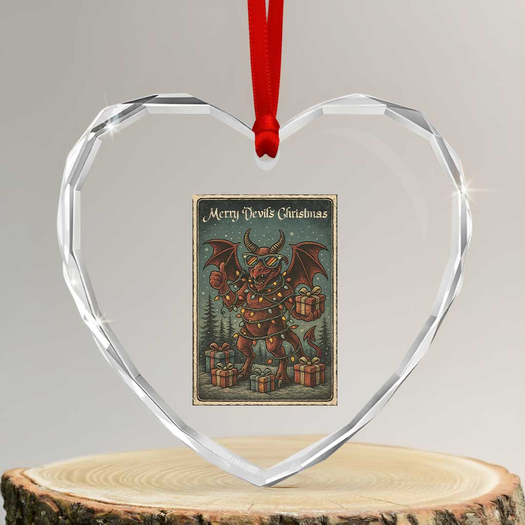 Jersey Devil Merry Devils Christmas Gift Heart Crystal Glass Ornament TS12 Transparent Glass 3'' Heart Print Your Wear