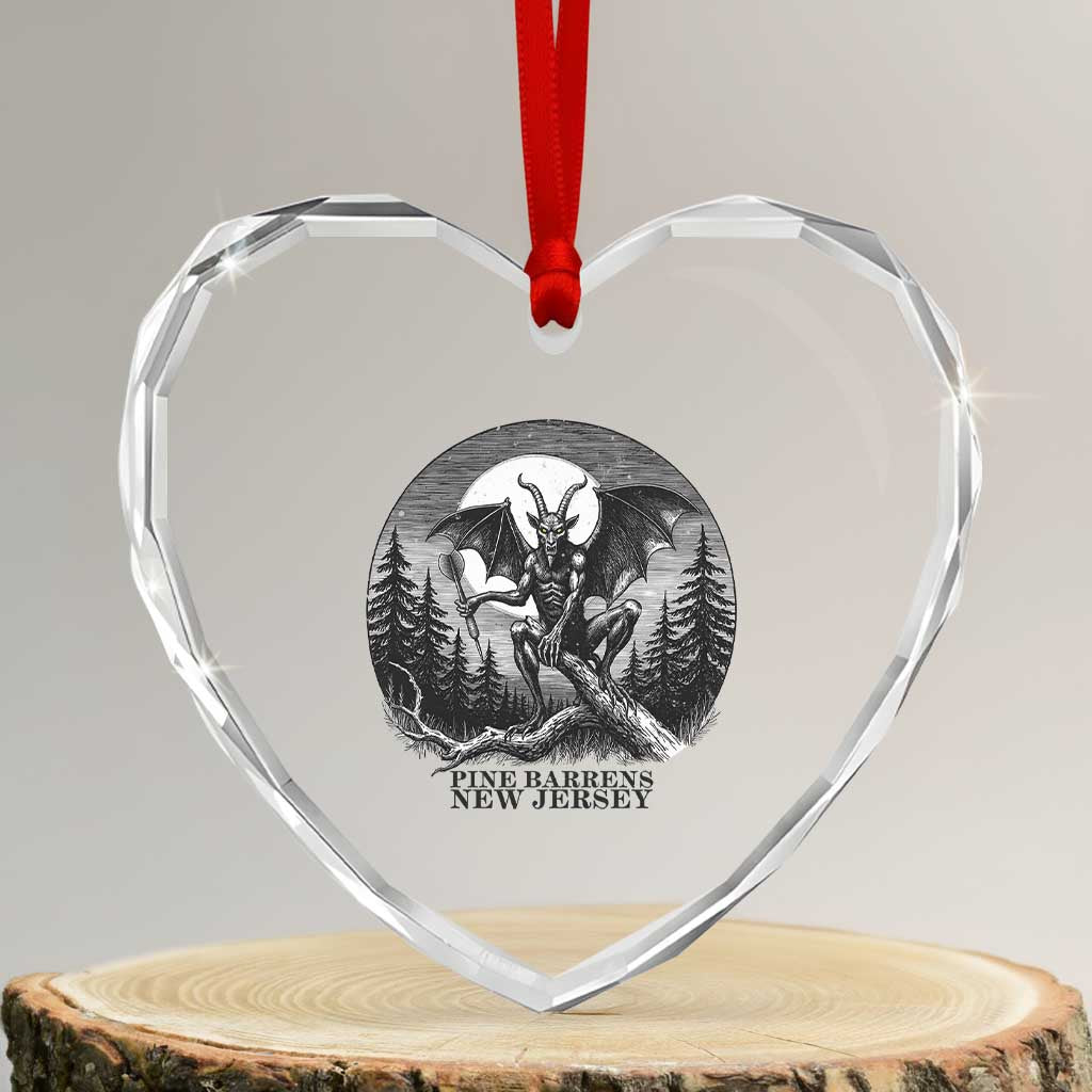 Jersey Devil Playing Dart Heart Crystal Glass Ornament Gothic Horror Gift Pine Barrens New Jersey TS12 Transparent Glass 3'' Heart Print Your Wear