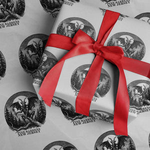 Jersey Devil Playing Dart Wrapping Paper Roll Gothic Horror Gift Pine Barrens New Jersey TS12 White Print Your Wear