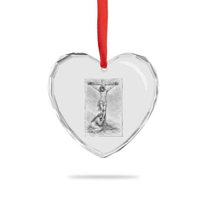 Jesus and St Mary Magdalene At The Cross Heart Crystal Glass Ornament Vintage Catholic Lent TS11 Print Your Wear