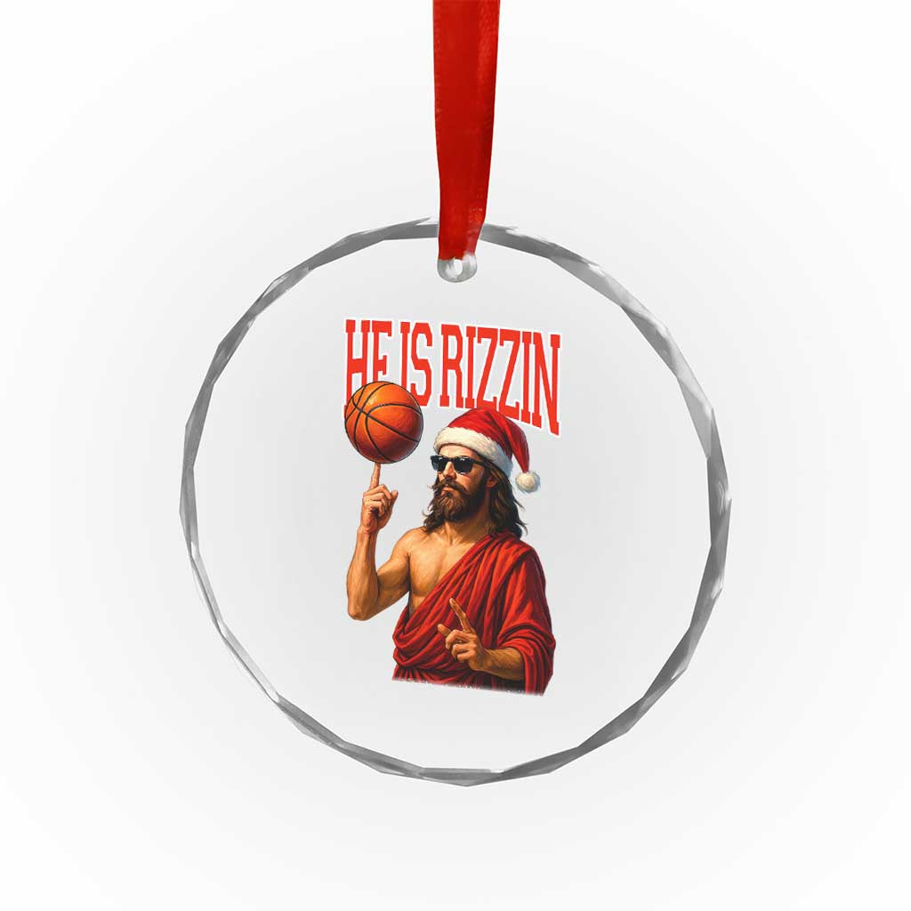 Jesus Basketball Christmas Crystal Glass Ornament He Is Rizzin TS14 Print Your Wear