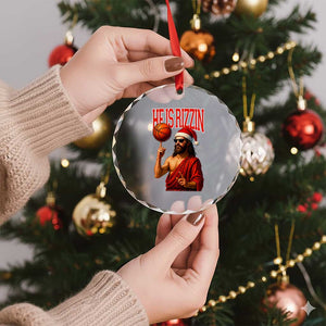 Jesus Basketball Christmas Crystal Glass Ornament He Is Rizzin TS14 Print Your Wear