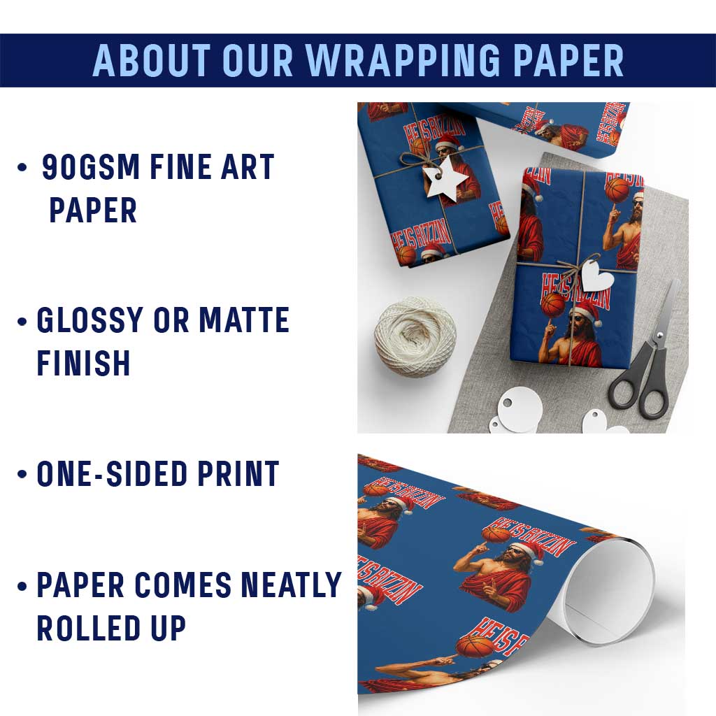 Jesus Basketball Christmas Wrapping Paper Roll He Is Rizzin TS14 Print Your Wear