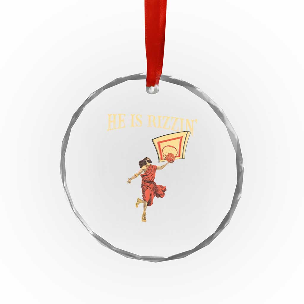 Jesus Basketball Crystal Glass Ornament He Is Rizzin' TS02 Print Your Wear