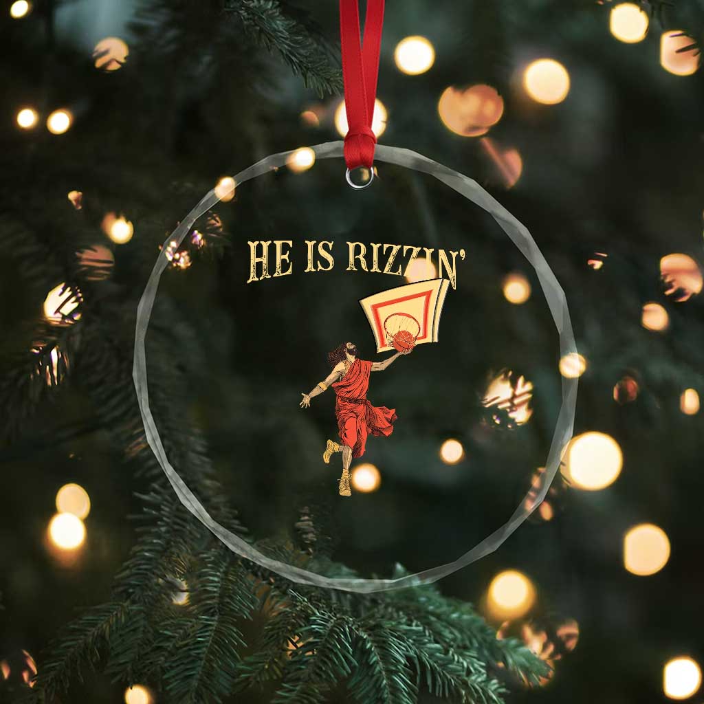 Jesus Basketball Crystal Glass Ornament He Is Rizzin' TS02 Print Your Wear