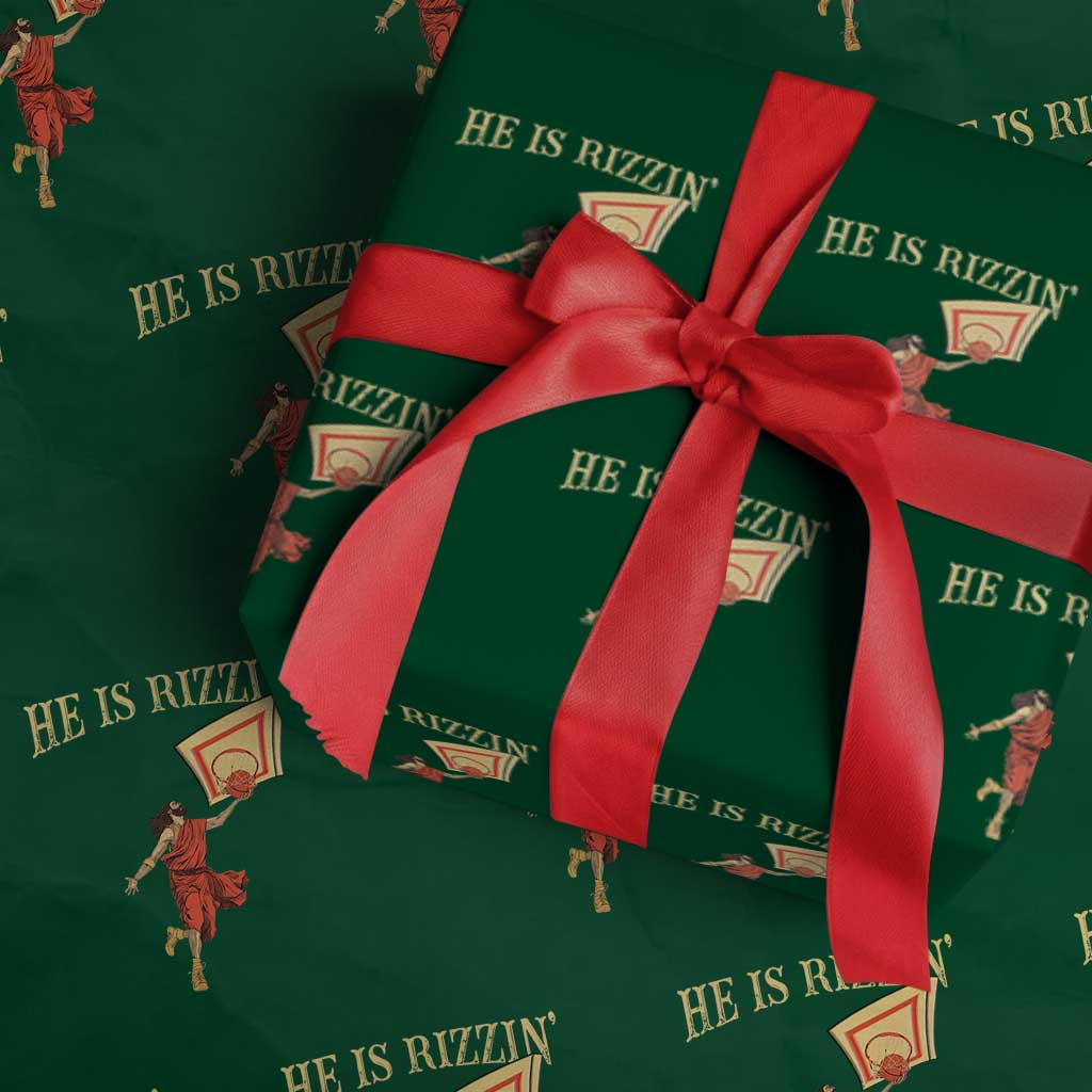 Jesus Basketball Wrapping Paper Roll He Is Rizzin' TS02 Green Print Your Wear