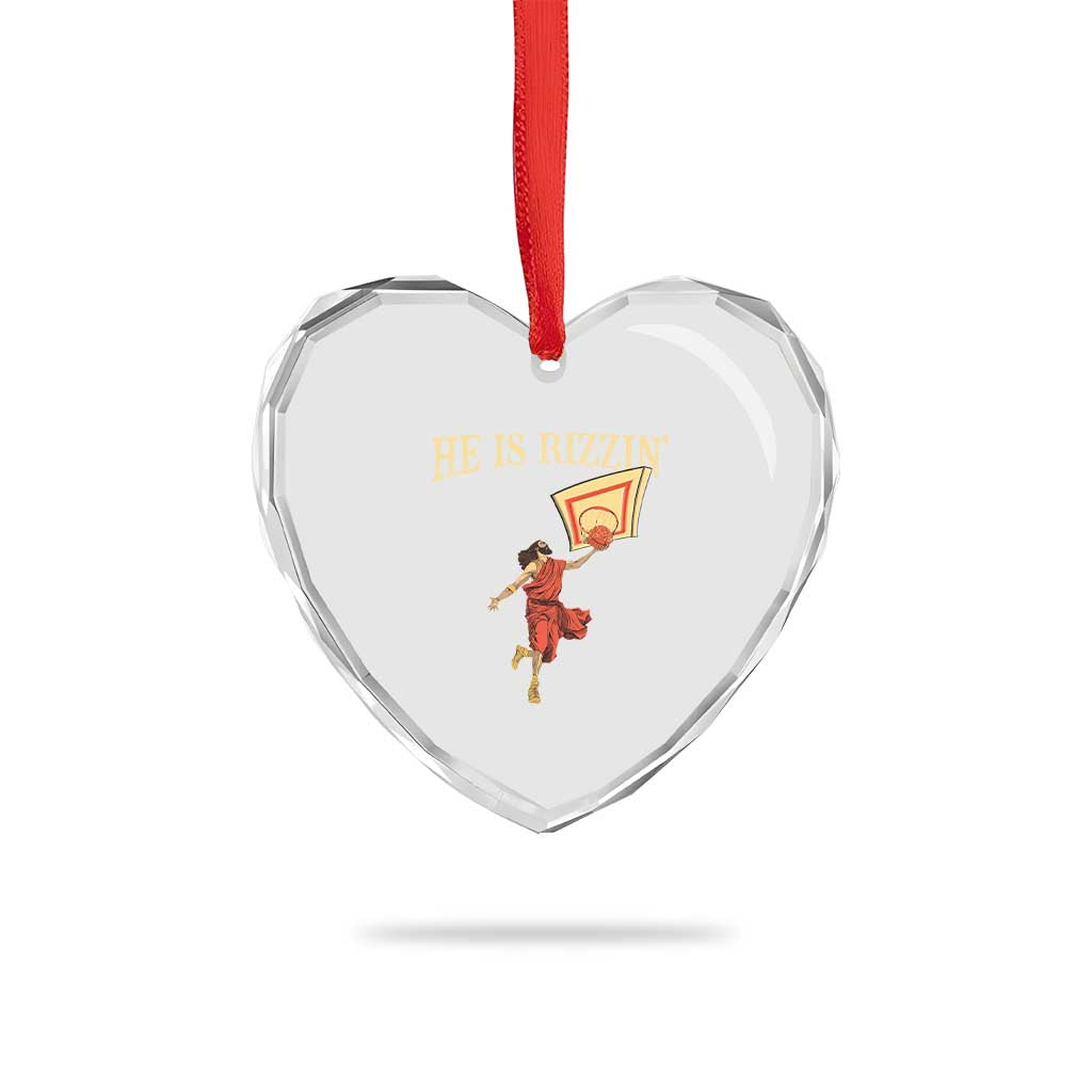 Jesus Basketball Heart Crystal Glass Ornament He Is Rizzin' TS02 Print Your Wear