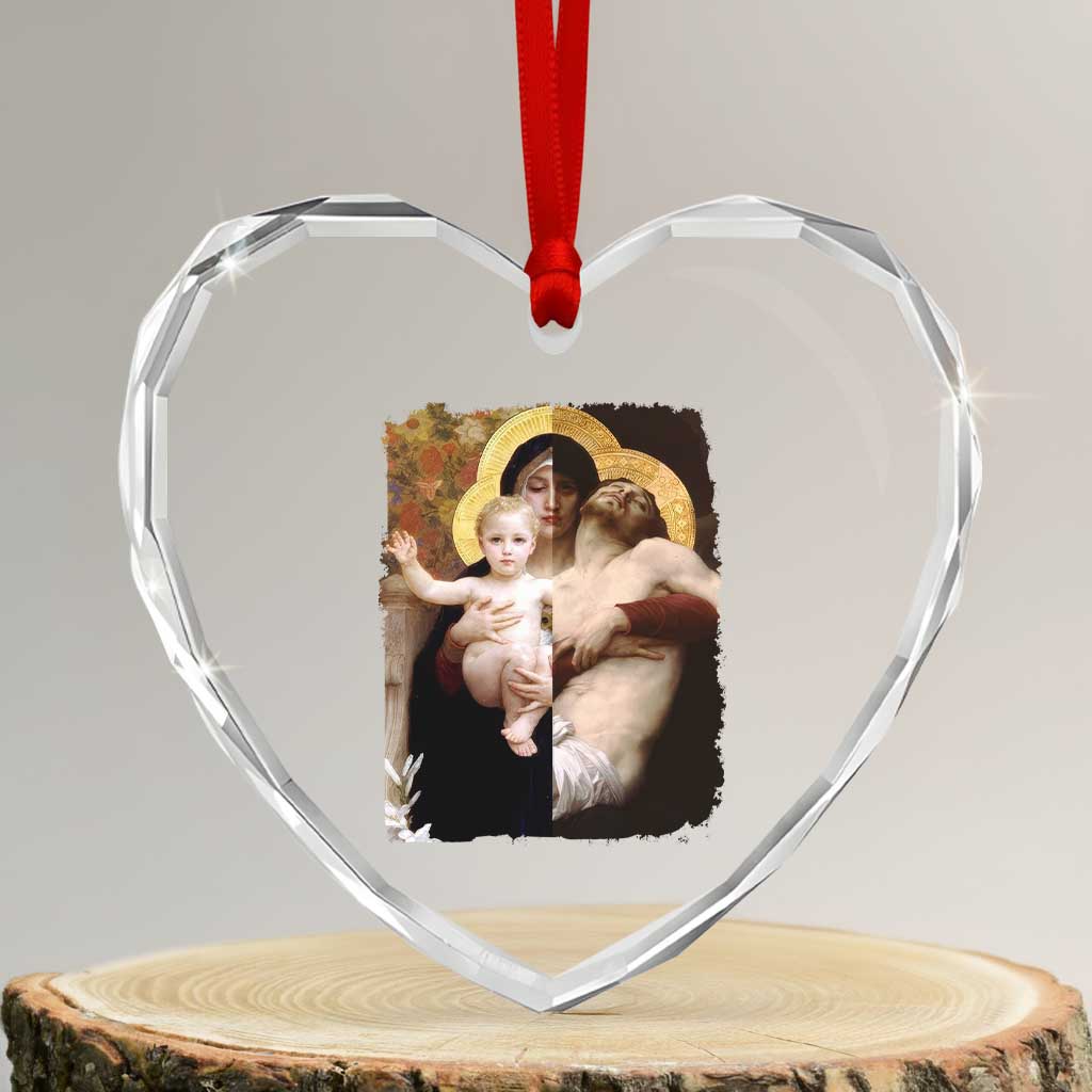 Jesus Christ and Mother Mary William Adolphe Bouguereau Art Heart Crystal Glass Ornament TS11 Transparent Glass 3'' Heart Print Your Wear