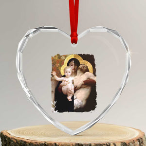 Jesus Christ and Mother Mary William Adolphe Bouguereau Art Heart Crystal Glass Ornament TS11 Transparent Glass 3'' Heart Print Your Wear