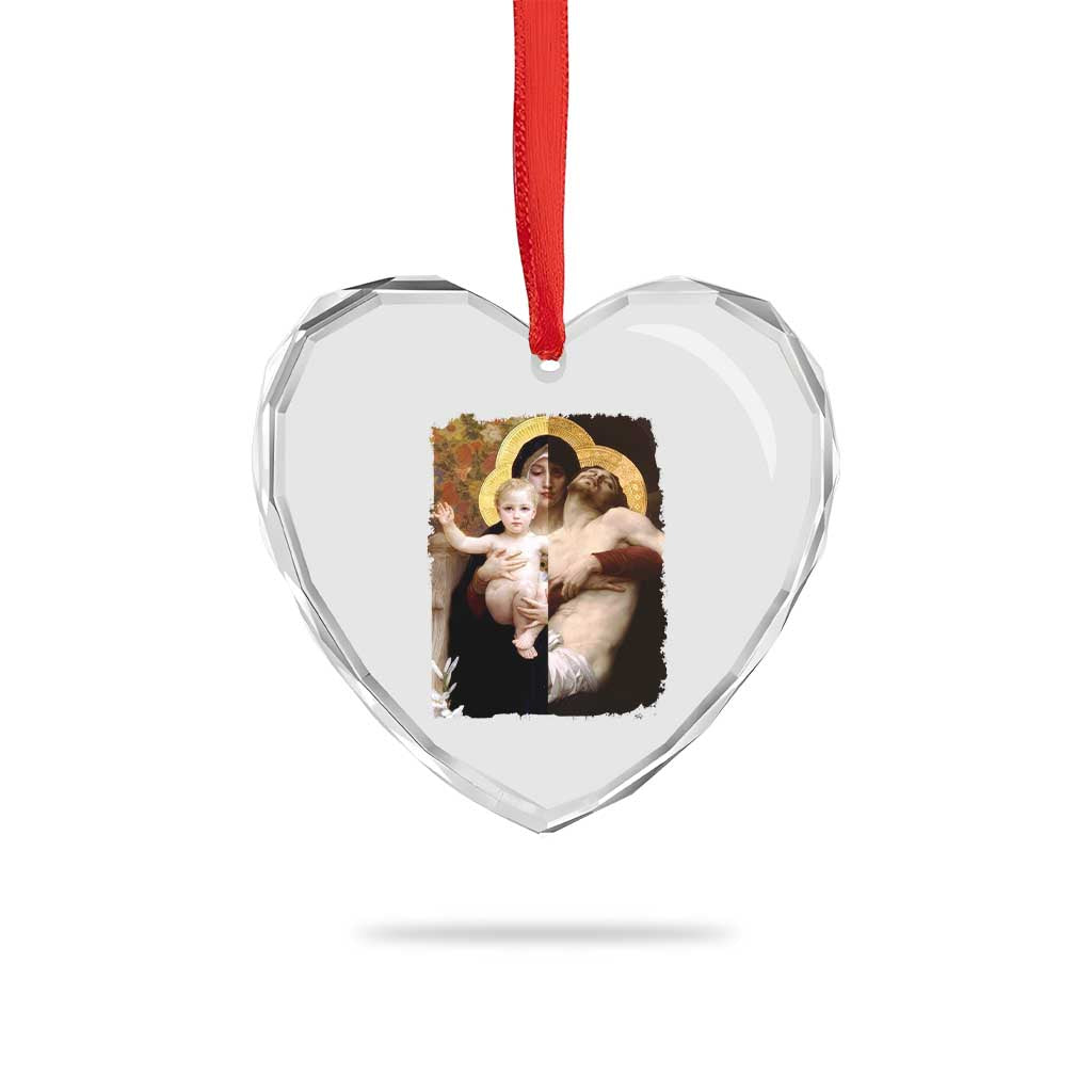 Jesus Christ and Mother Mary William Adolphe Bouguereau Art Heart Crystal Glass Ornament TS11 Print Your Wear