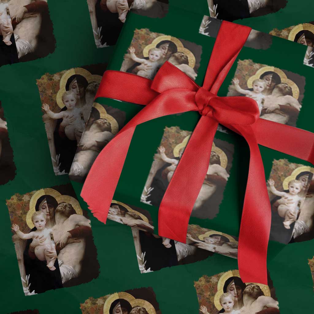 Jesus Christ and Mother Mary William Adolphe Bouguereau Art Wrapping Paper Roll TS11 Green Print Your Wear