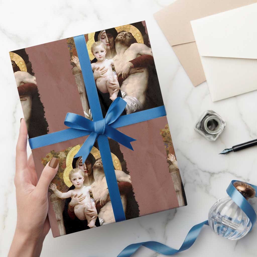 Jesus Christ and Mother Mary William Adolphe Bouguereau Art Wrapping Paper Roll TS11 Mocha Print Your Wear
