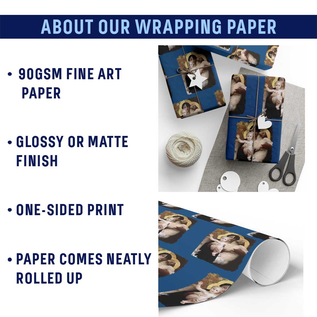 Jesus Christ and Mother Mary William Adolphe Bouguereau Art Wrapping Paper Roll TS11 Print Your Wear
