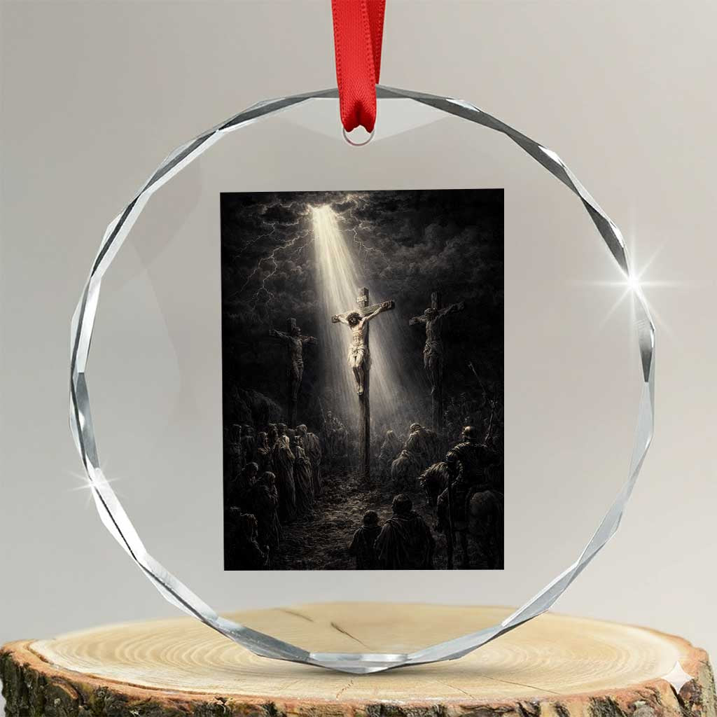 Jesus Christ Crucifixion Scene Religious Christian Easter Crystal Glass Ornament TS11 Transparent Glass 3'' Circle Print Your Wear