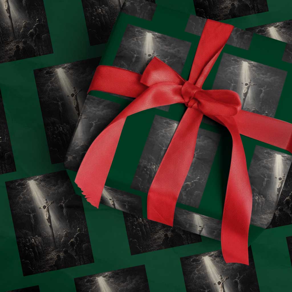 Jesus Christ Crucifixion Scene Religious Christian Easter Wrapping Paper Roll TS11 Green Print Your Wear