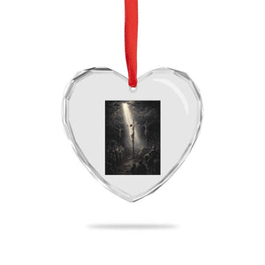 Jesus Christ Crucifixion Scene Religious Christian Easter Heart Crystal Glass Ornament TS11 Print Your Wear
