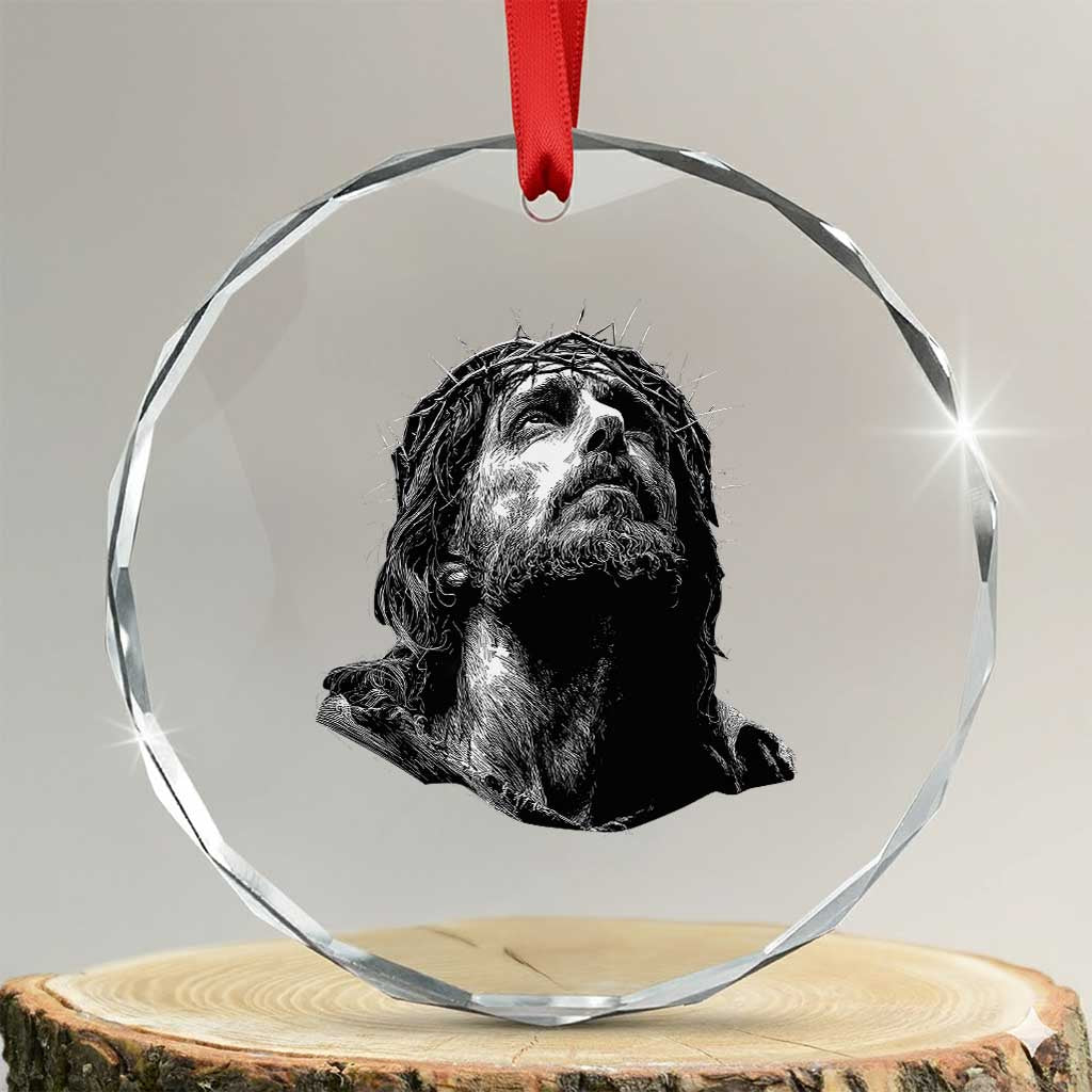 Jesus Christ Religious Christian Faith Crown Of Thorns Crystal Glass Ornament TS11 Transparent Glass 3'' Circle Print Your Wear