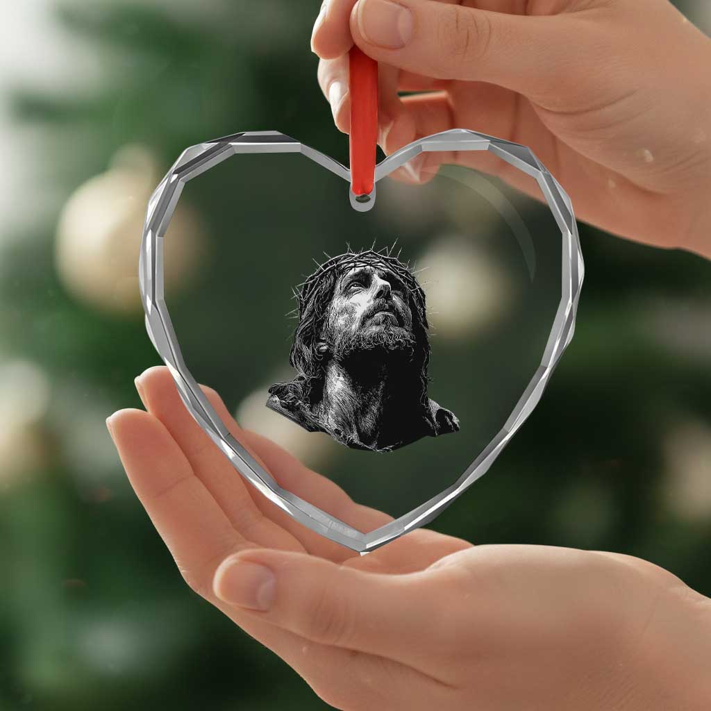 Jesus Christ Religious Christian Faith Crown Of Thorns Heart Crystal Glass Ornament TS11 Print Your Wear