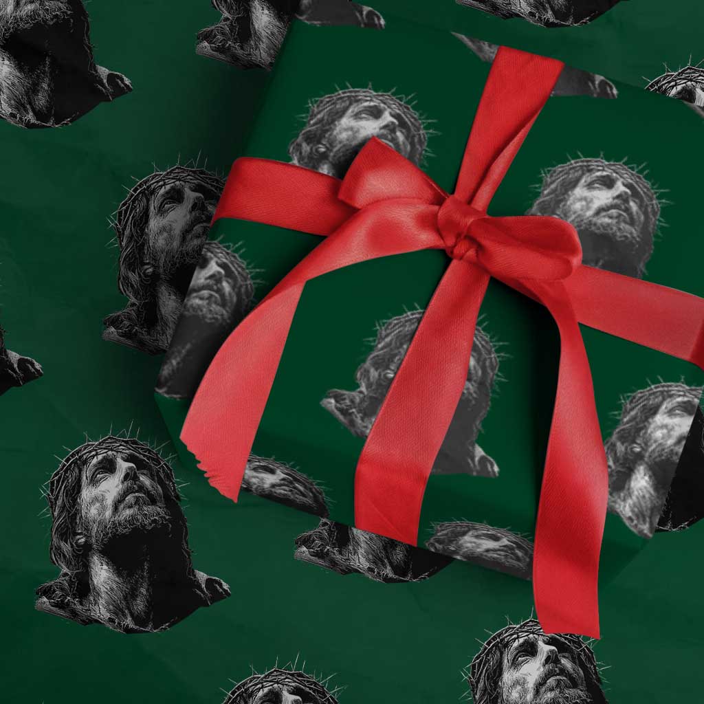 Jesus Christ Religious Christian Faith Crown Of Thorns Wrapping Paper Roll TS11 Green Print Your Wear