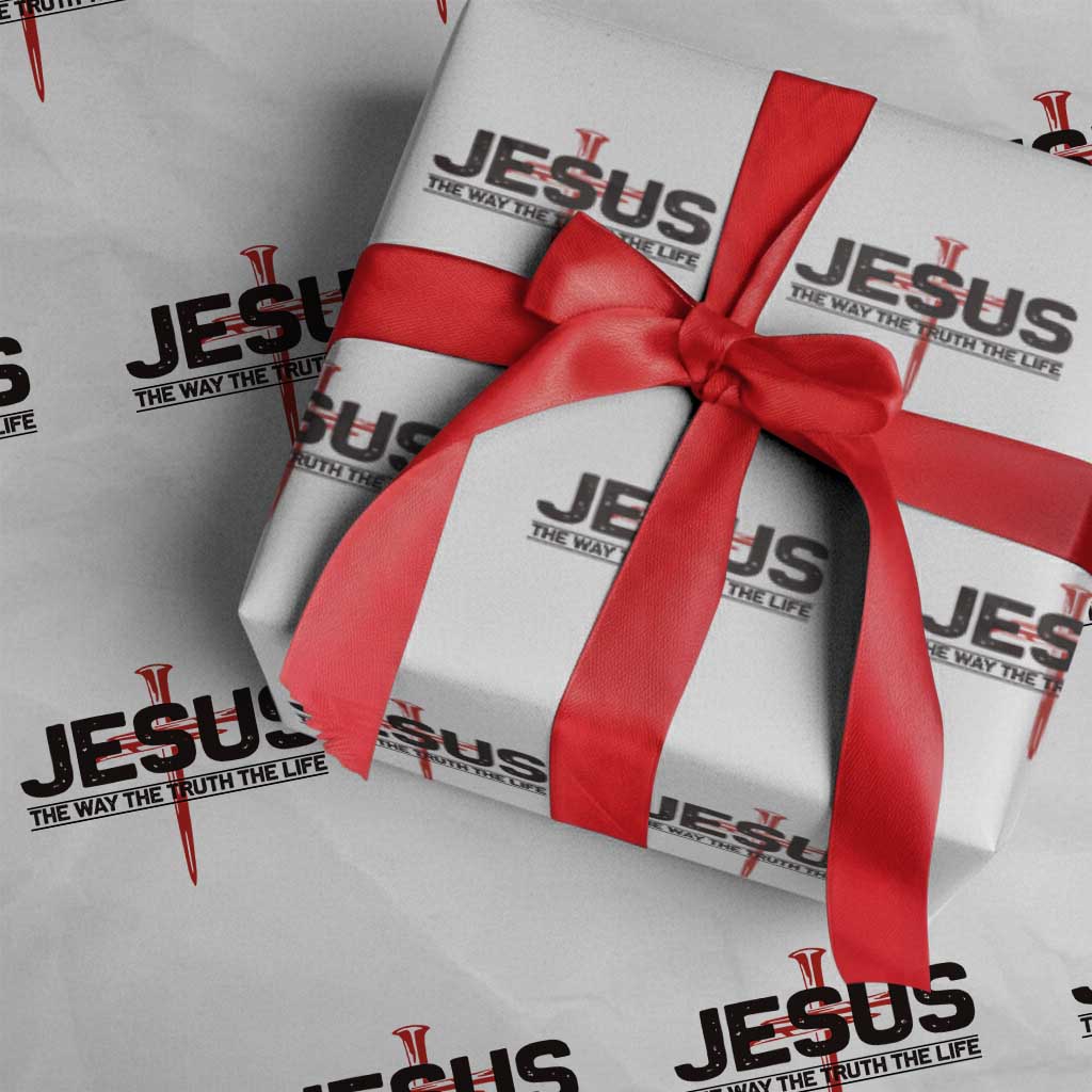 Jesus Christ Wrapping Paper Roll The Way Truth Life Cross Nails Faith In God Christian TS10 White Print Your Wear