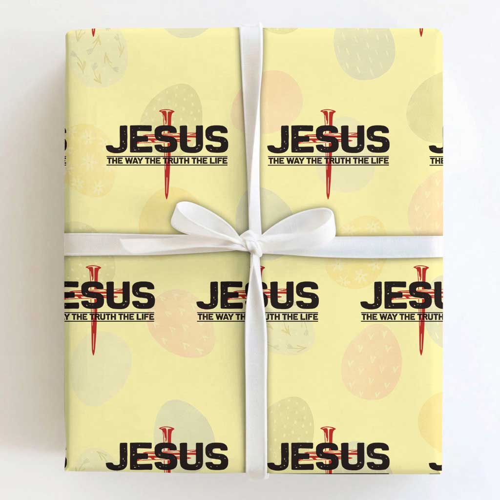 Jesus Christ Wrapping Paper Roll The Way Truth Life Cross Nails Faith In God Christian TS10 Light Yellow Print Your Wear