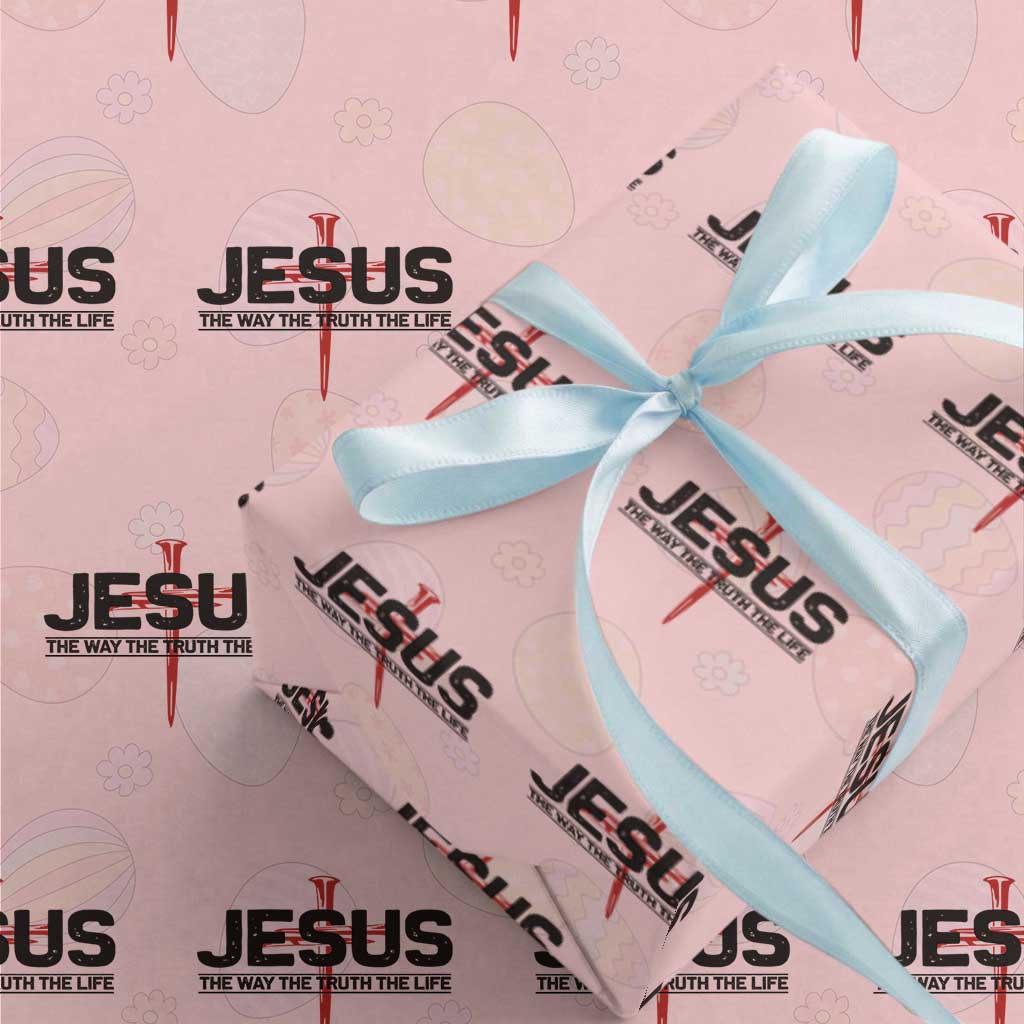 Jesus Christ Wrapping Paper Roll The Way Truth Life Cross Nails Faith In God Christian TS10 Light Pink Print Your Wear