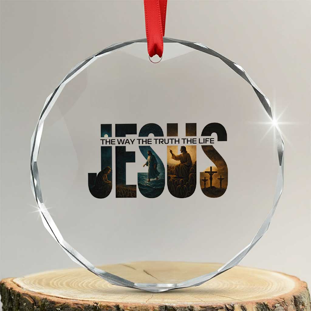 Jesus Christian Bible Crystal Glass Ornament The Way The Truth The Life TS14 Transparent Glass 3'' Circle Print Your Wear