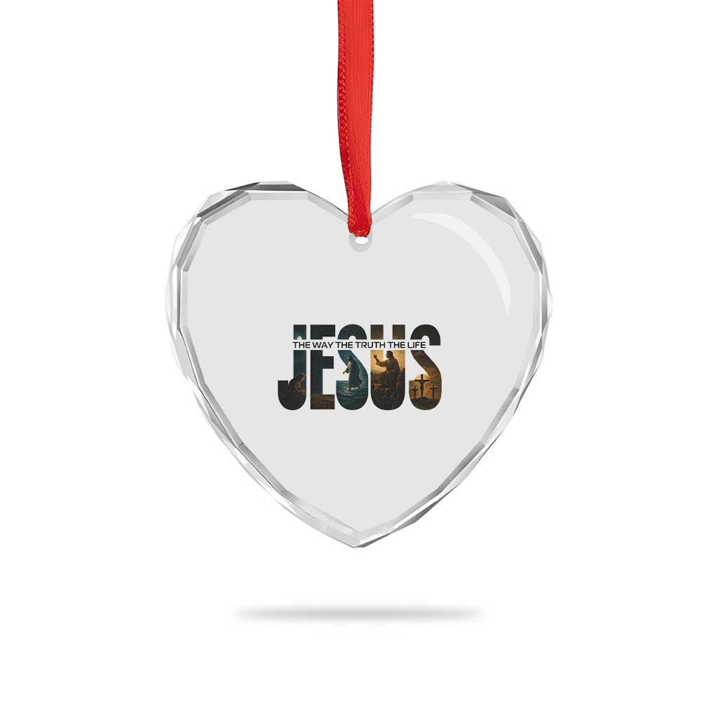 Jesus Christian Bible Heart Crystal Glass Ornament The Way The Truth The Life TS14 Print Your Wear