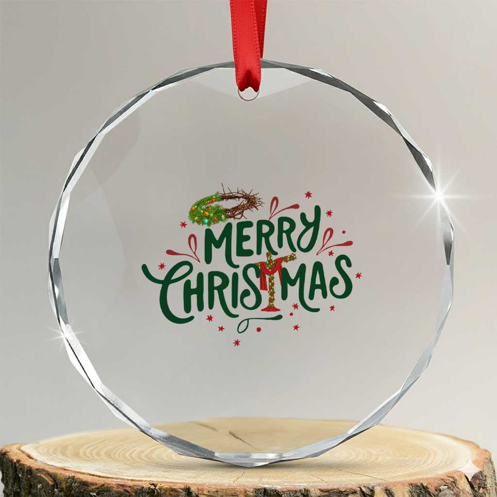 Jesus Christian Christmas Crystal Glass Ornament TS14 Transparent Glass 3'' Circle Print Your Wear
