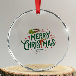 Jesus Christian Christmas Crystal Glass Ornament TS14 Transparent Glass 3'' Circle Print Your Wear