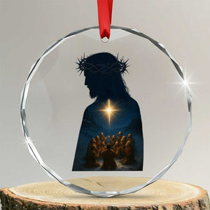 Jesus Christian Christmas Crystal Glass Ornament Christian Saints Praying Under The Star of Bethlehem TS14 Transparent Glass 3'' Circle Print Your Wear