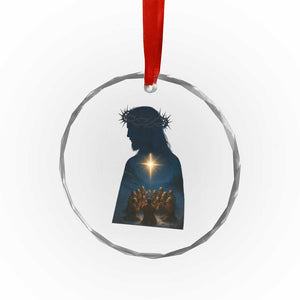 Jesus Christian Christmas Crystal Glass Ornament Christian Saints Praying Under The Star of Bethlehem TS14 Print Your Wear